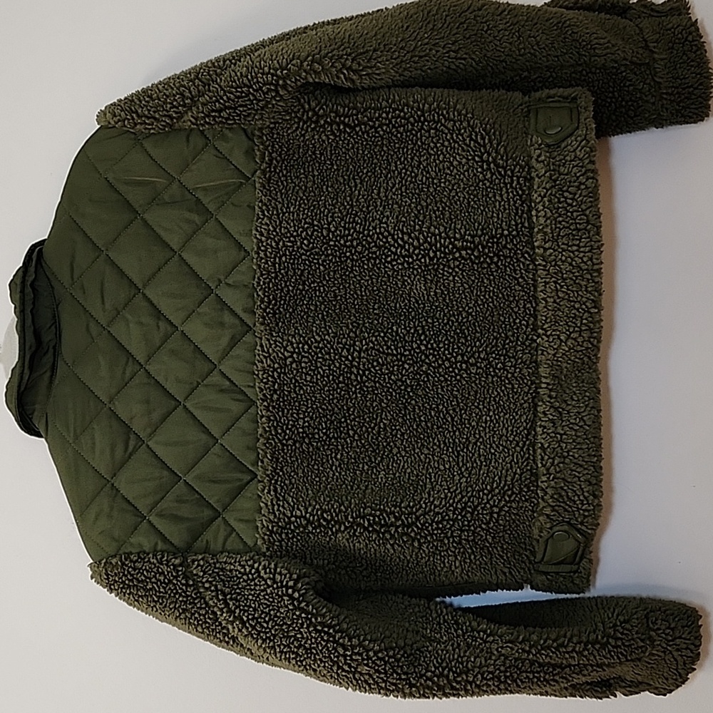 Rails Peyton Quilted Fleece Jacket  Olive Green Sherpa Jacket Sz Small - Picture 15 of 16